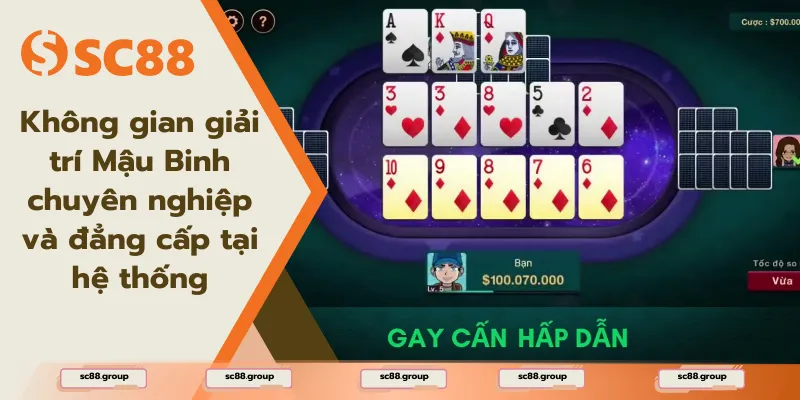 Không gian giải trí Mậu Binh chuyên nghiệp và đẳng cấp tại hệ thống nhà cái SC88